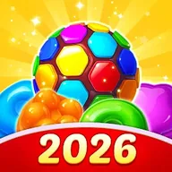 Candy Smash Mania 2 icon: a bright puzzle ball on a stack of sweets